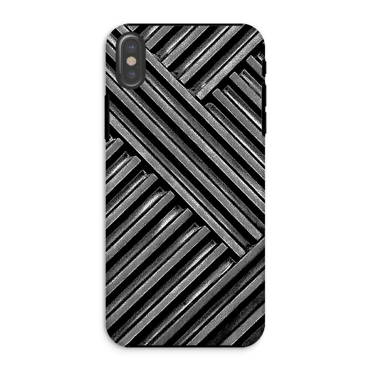 Casezest Mobile Phone Case for iPhone XS / Matte Grey Metal Grid Design