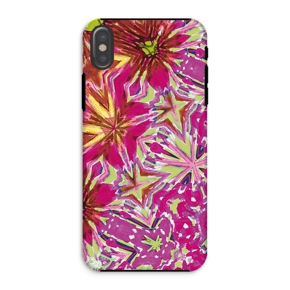 Casezest Mobile Phone Case for iPhone XS / Matte Red Pink Flower Star Design