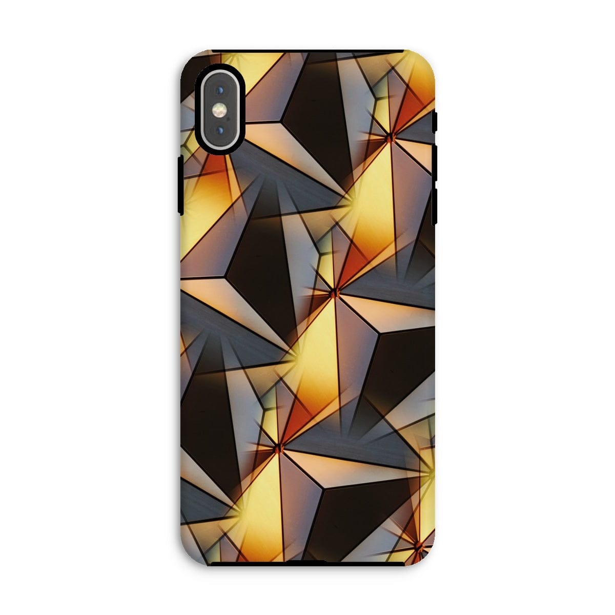 Casezest Mobile Phone Case for iPhone XS Max / Matte Gold Grey Pyramid Design