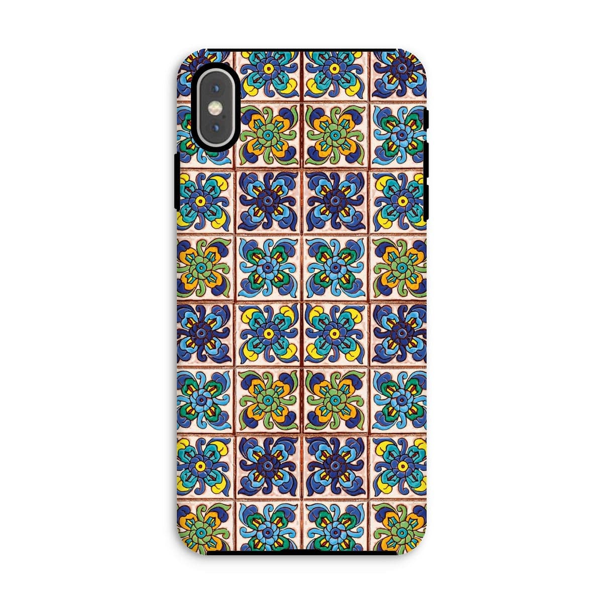 Casezest Mobile Phone Case for iPhone XS Max / Matte Old Blue Flower Tile Design