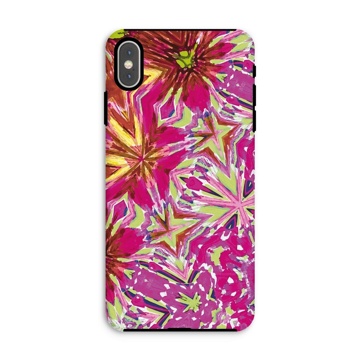 Casezest Mobile Phone Case for iPhone XS Max / Matte Red Pink Flower Star Design