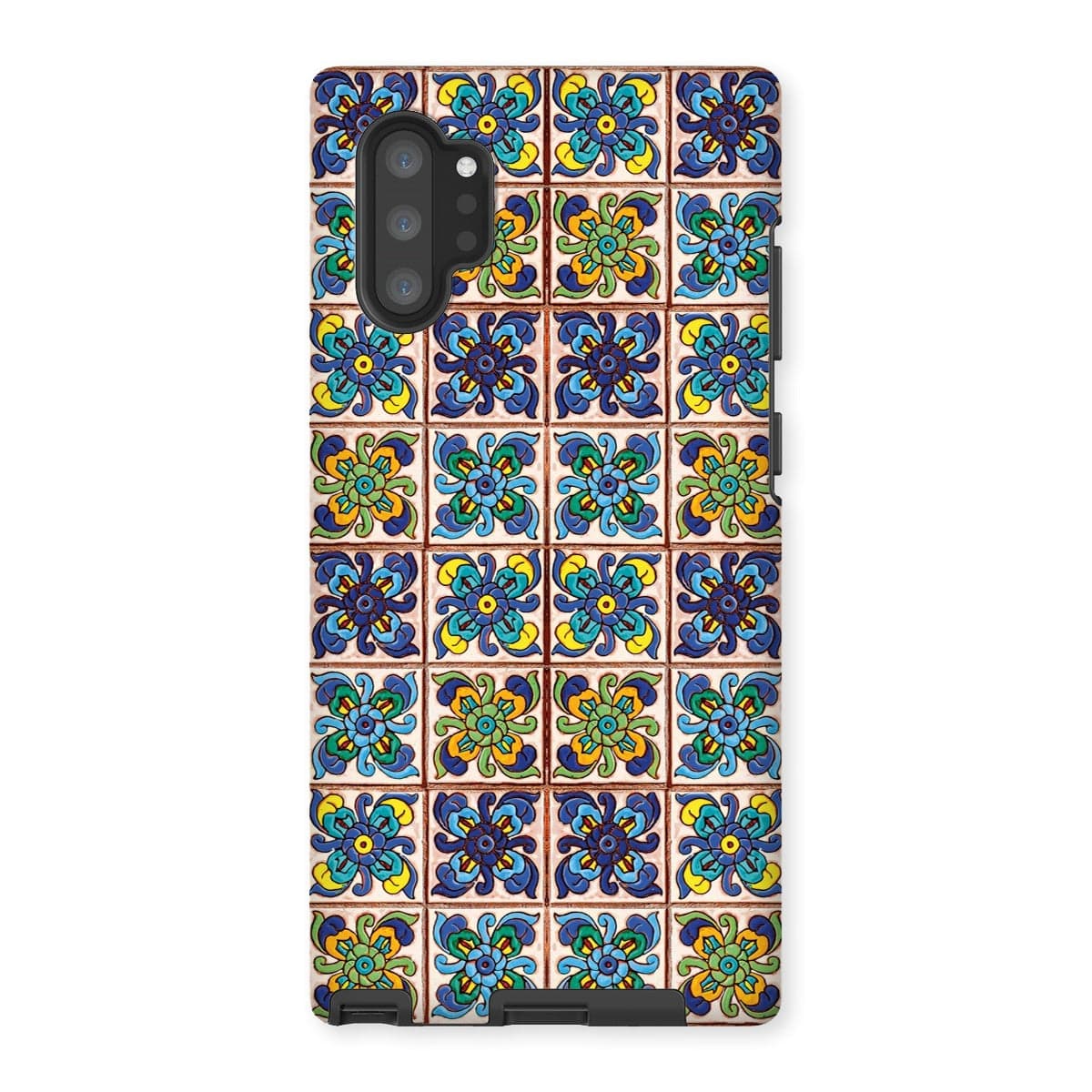 Casezest Mobile Phone Case for Samsung Galaxy Note 10P / Matte Old Blue Flower Tile Design