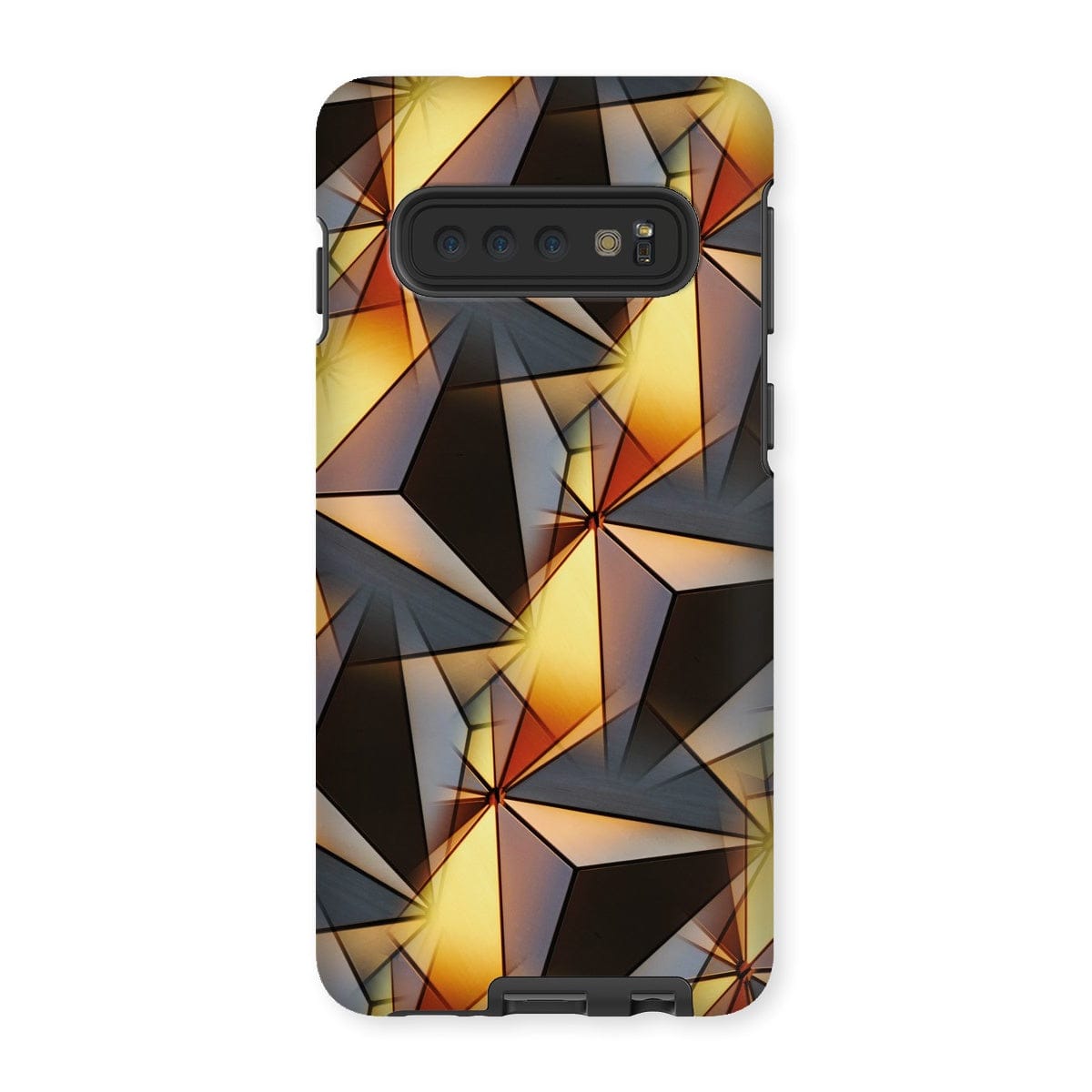 Casezest Mobile Phone Case for Samsung Galaxy S10 / Matte Gold Grey Pyramid Design