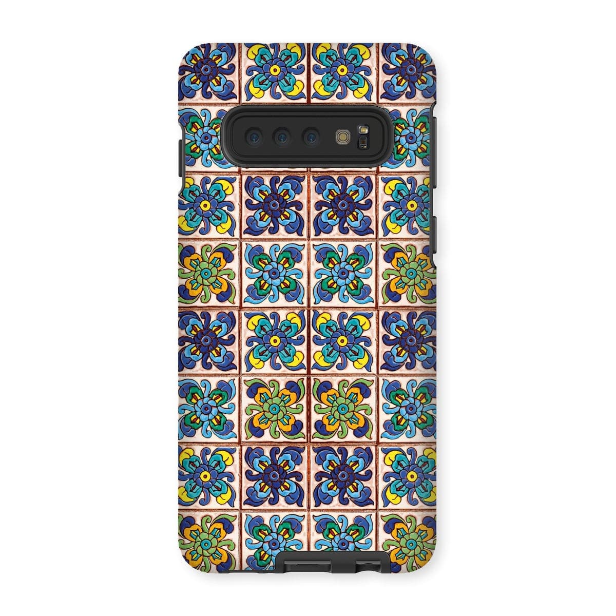 Casezest Mobile Phone Case for Samsung Galaxy S10 / Matte Old Blue Flower Tile Design