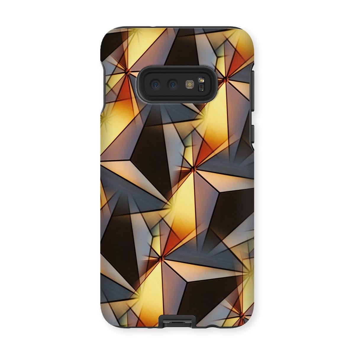 Casezest Mobile Phone Case for Samsung Galaxy S10E / Matte Gold Grey Pyramid Design